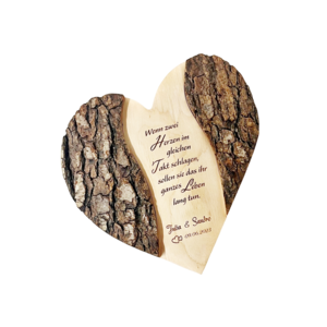 Herz Poesie aus Holz mit Rinde HOCHZEIT JAHRESTAG