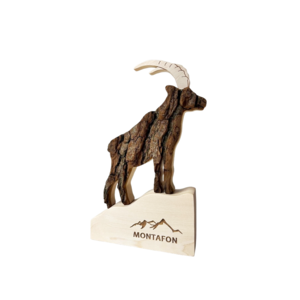 Steinbock aus Holz - König der Alpen "Lieblingsmensch - Lieblingsort"