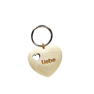 Zirbenherz "KRAFTHERZ" Schlüsselanhänger - "LIEBE" Herzausschnitt