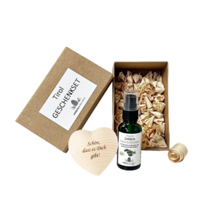 Tiroler Zirben AROMA Geschenkset "ZIRBENHERZ" (Gravurauswahl)