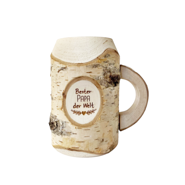 Holzbierkrug 0,4 – Rustikales Biergeschenk "Bester PAPA"