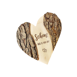Holzherz Poesie im rustikalen Rindendesign "Schön, dass es DICH gibt"