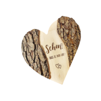 Holzherz Poesie im rustikalen Rindendesign "Schön, dass es DICH gibt"